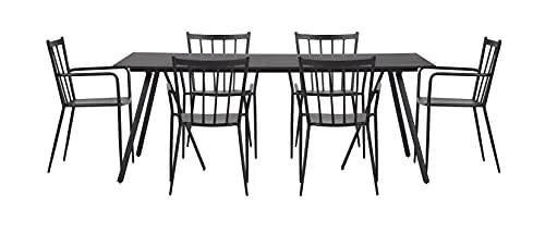 Envy Gartenmöbel-Set 6 Personen 200 cm schwarz stapelbar