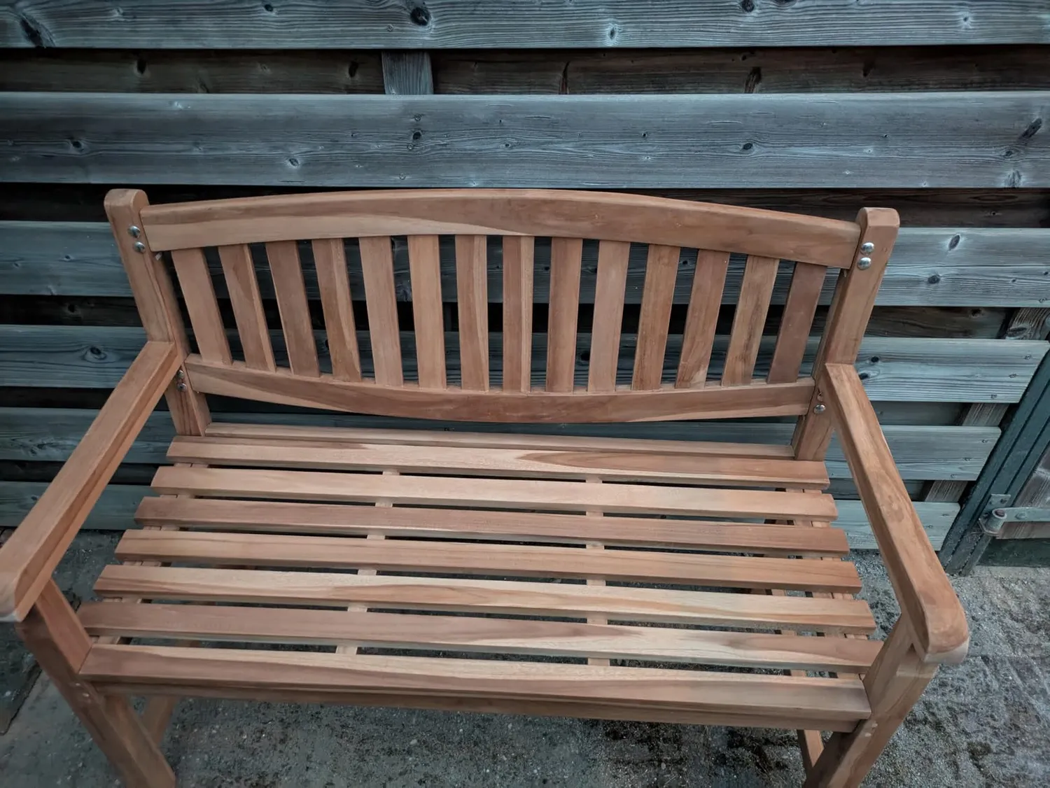 MR.DEKO Bradford Gartenbank 2-Sitzer Teak 120 cm wetterfest