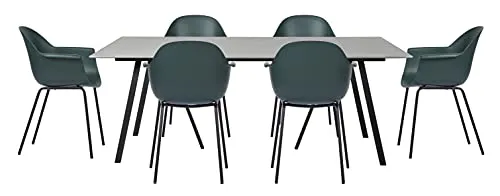 Envy Gartenmöbel-Set 200 cm Grau 6 Stühle Grün Betonoptik