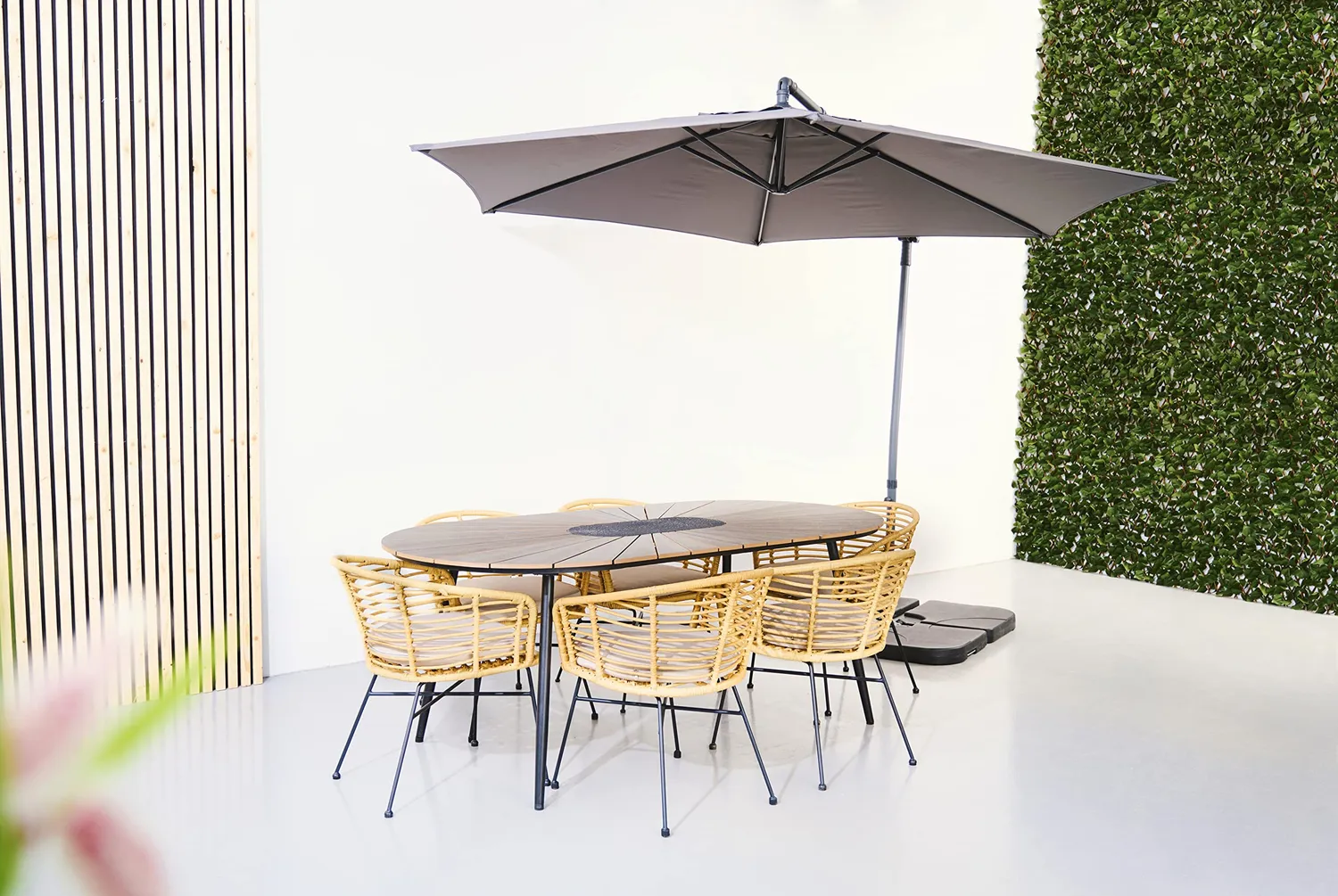 Envy Gartenmöbel-Set 6 Personen 195 cm Bambusoptik braun
