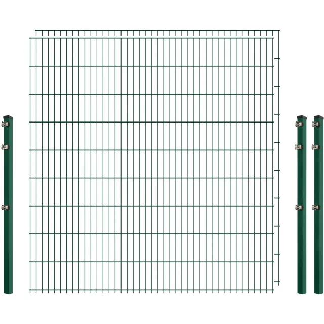 Standard 6/5/6 Doppelstab-Zaunset 200/183 cm Dunkelgrün