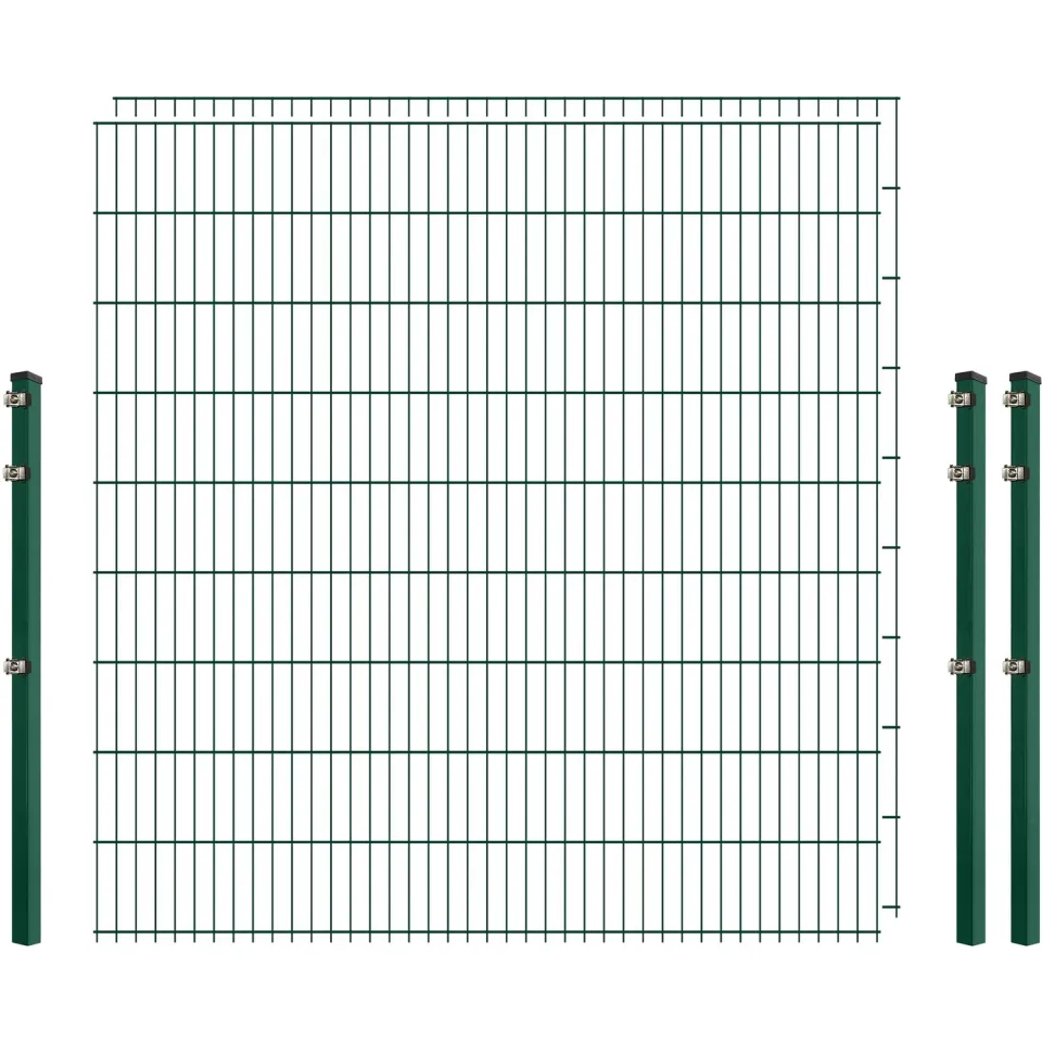 Standard 6/5/6 Doppelstab-Zaunset 200/183 cm Dunkelgrün