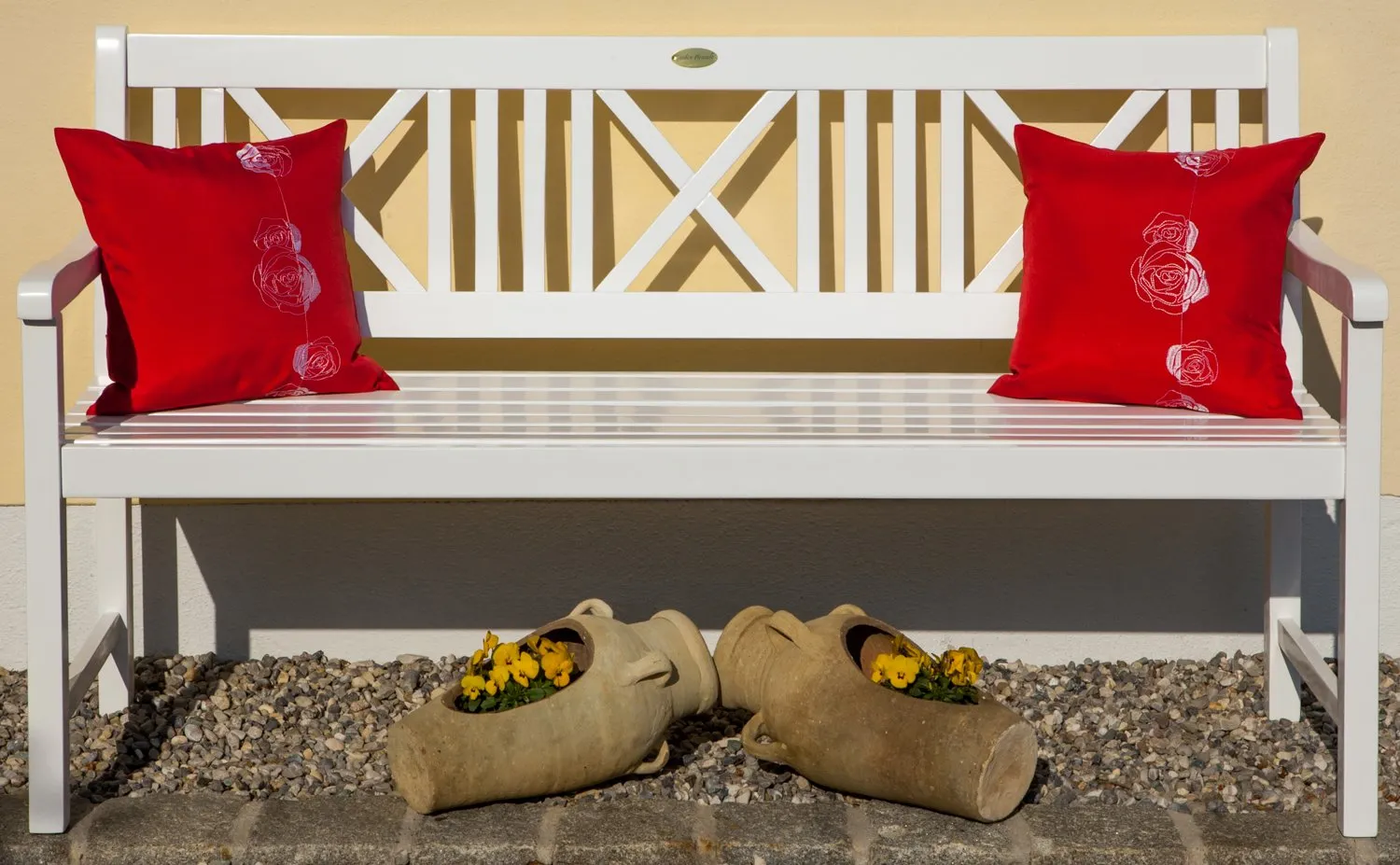 Garden Pleasure Lübeck 3-Sitzer Gartenbank Weiß Washed 160 cm