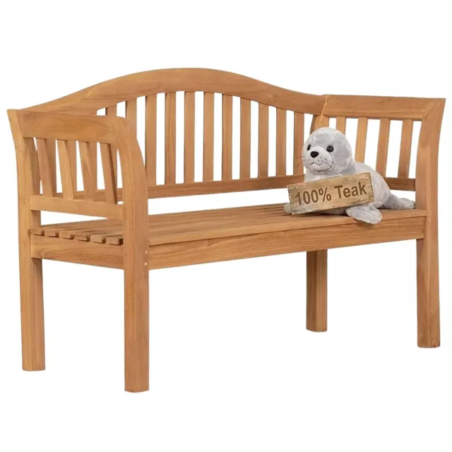 MR.DEKO Wave Gartenbank 128 cm Teakholz wetterfest