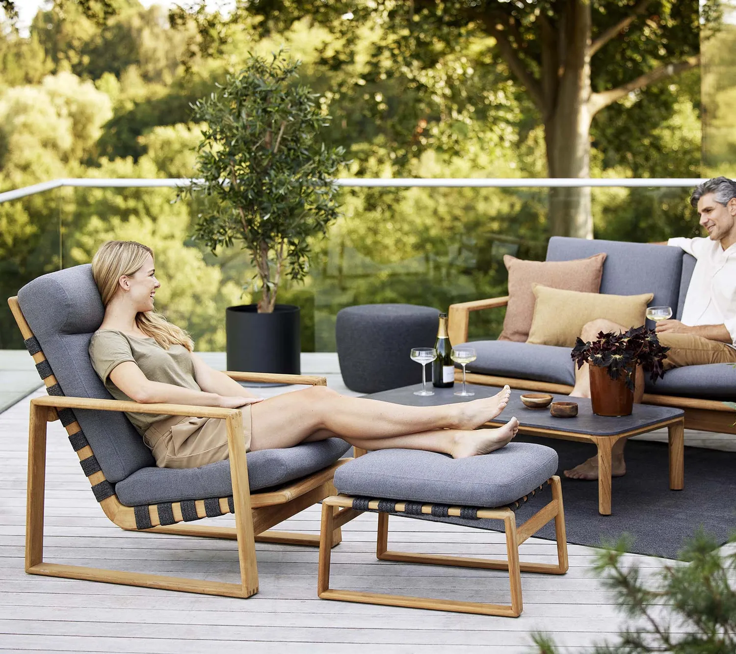 Cane-line Endless Soft Fußhocker Grau Teak QuickDry