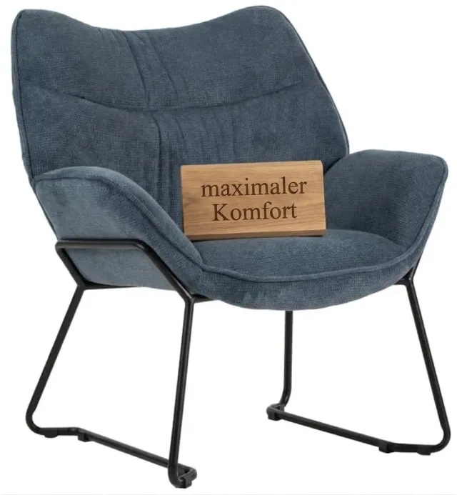 MR.DEKO Aliano Loungesessel Blau Stoff 73cm 125kg