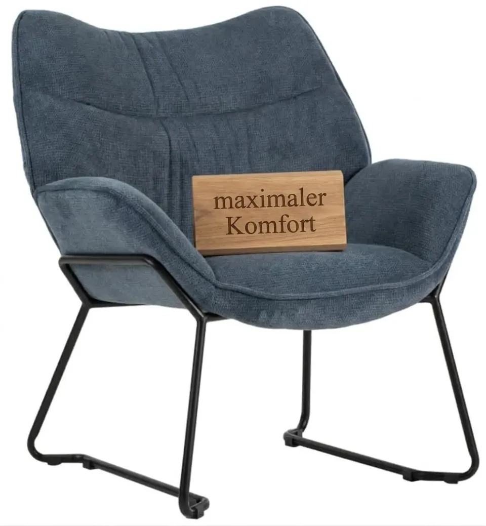 MR.DEKO Aliano Loungesessel Blau Stoff 73cm 125kg