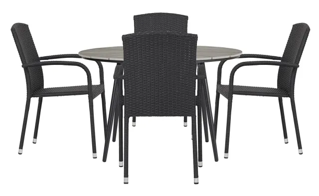 Envy Gartenmöbel-Set 4 Pers. Tisch 120 cm Grau Rattan