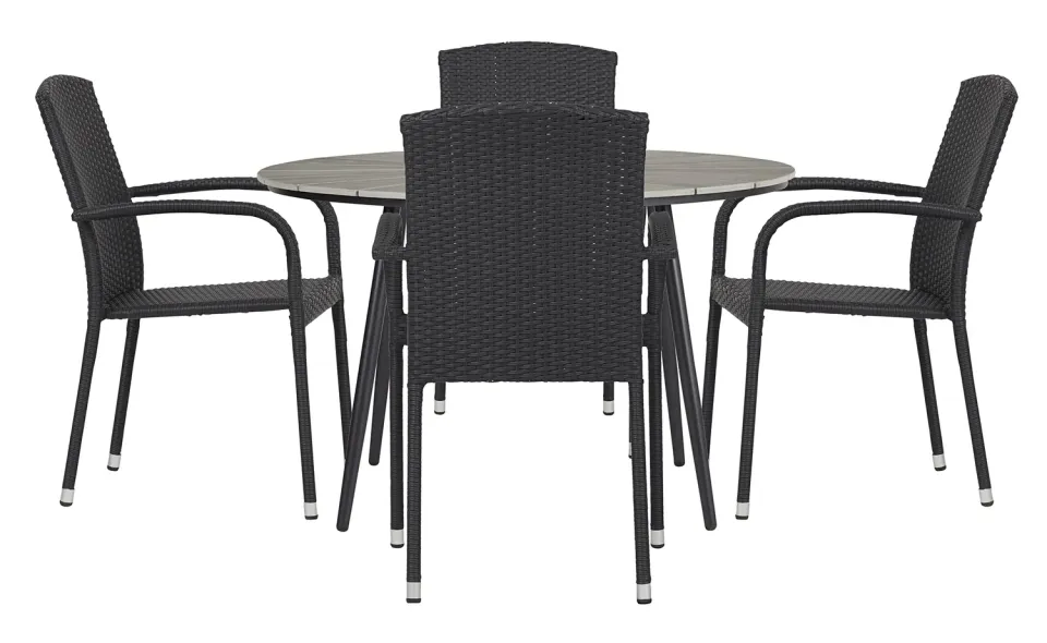 Envy Gartenmöbel-Set 4 Pers. Tisch 120 cm Grau Rattan