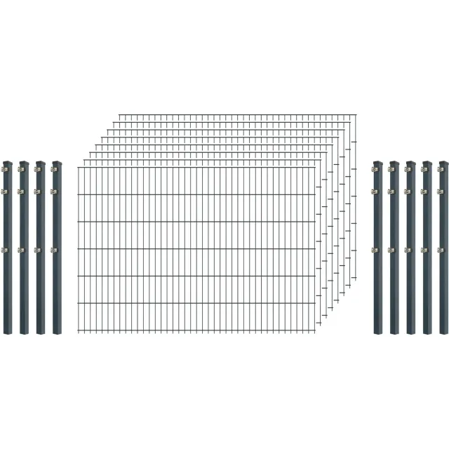 Bellamondo Industrie-Zaunset 8/6/8 Doppelstab 250/123 cm anthrazit