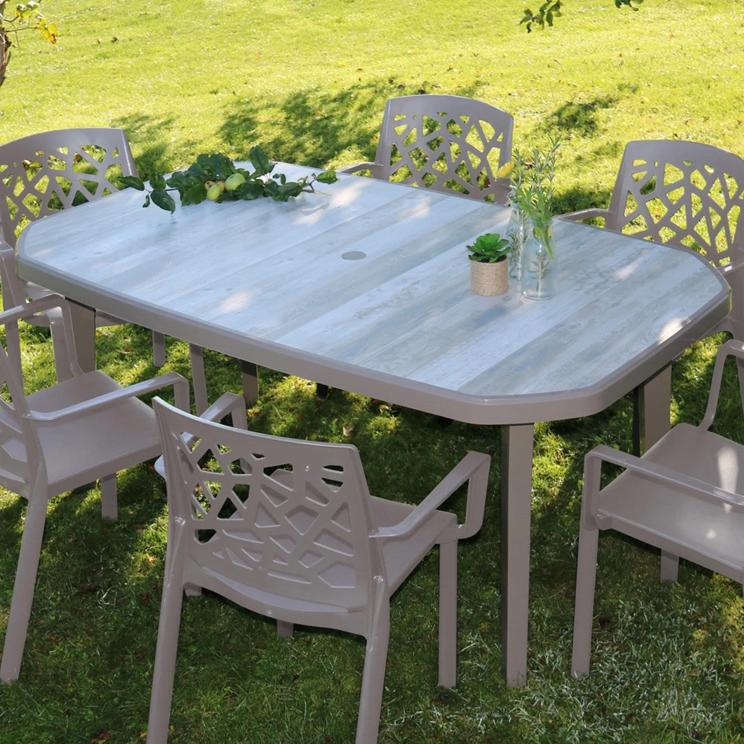 Grosfillex Nordic Gartentisch 165x100 cm taupe Kunststoff