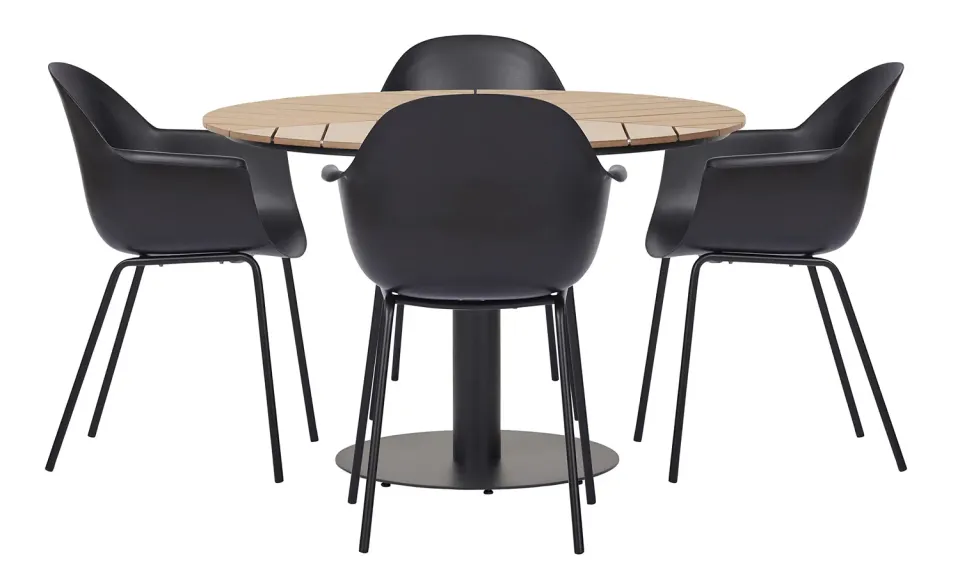 Envy Gartenmöbel-Set für 4 Personen Polywood Teak-Look 110 cm