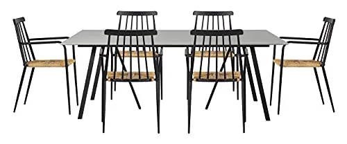 Envy Gartenmöbel-Set 200 cm 6 Personen Polyrattan schwarz