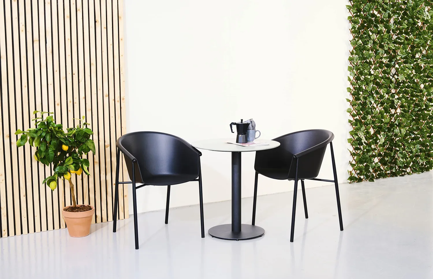 Envy Café-Set Gartentisch-Set 2 Personen grau/schwarz pflegeleicht