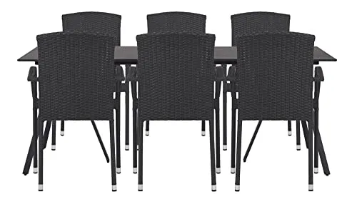 Envy Gartenmöbel-Set 200 cm schwarz für 6 Personen 6-teilig