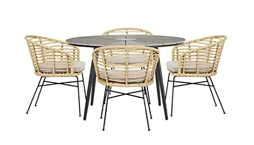 Envy Gartenmöbel-Set 4 Personen rund 120 cm Bambusoptik
