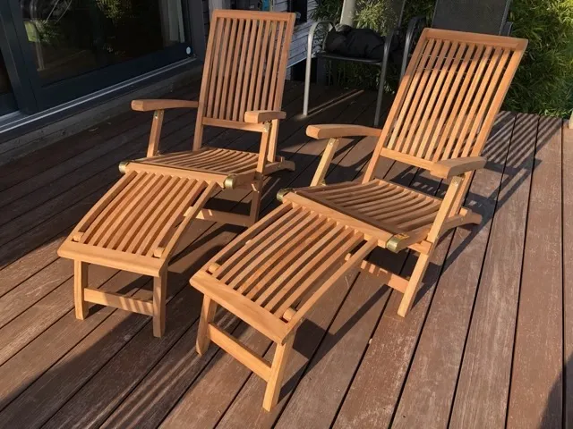 MR.DEKO Yacht Deckchair 170 cm Teakholz Liegestuhl klappbar