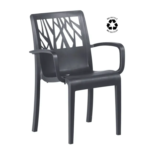 Grosfillex Végétal Gartensessel Anthrazit Recycling