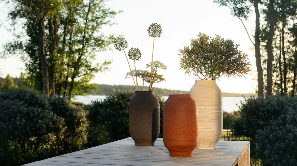 Skargaarden Skogsö Vase low Vase Terrakotta Keramik