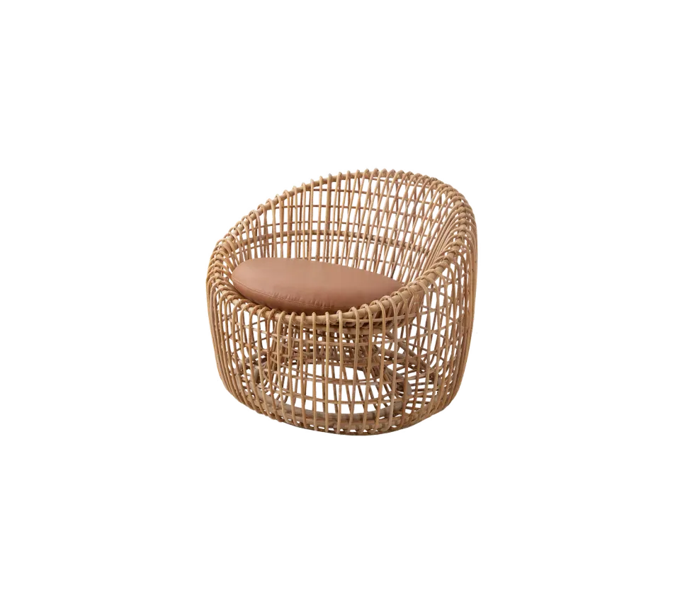 Cane-line Nest Round Chair Rattansessel natur mit Kissen-Set