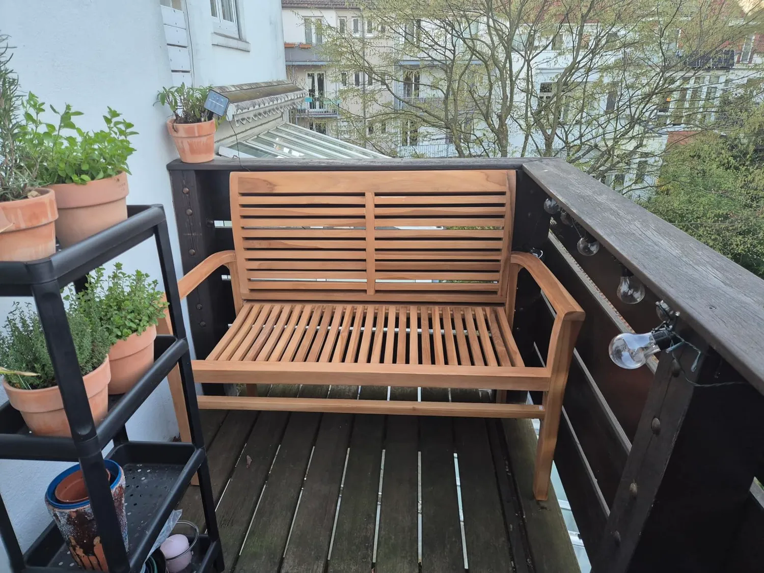 MR.DEKO Derby Gartenbank 120 cm Teakholz 2-Sitzer wetterfest