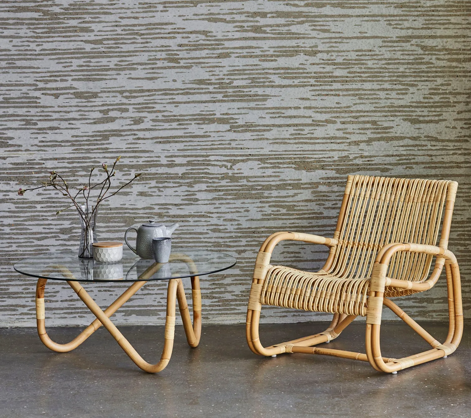 Cane-line Wave Couchtisch schwarz Rattan Glas