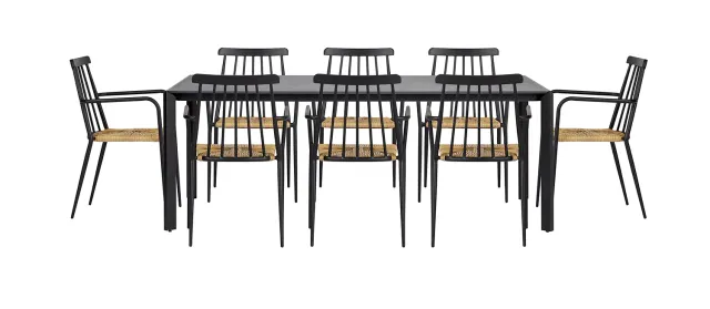 Envy Gartenmöbel-Set 8 Personen 200 cm Polyrattan dunkelgrau