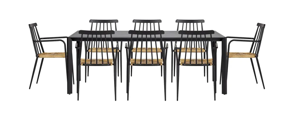 Envy Gartenmöbel-Set 8 Personen 200 cm Polyrattan dunkelgrau
