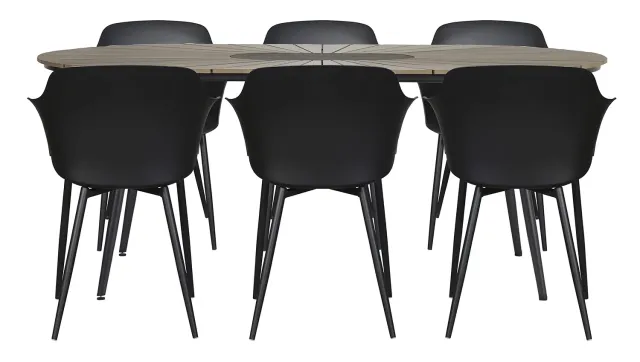 Envy Gartenmöbel-Set 6 Personen 195 cm schwarz