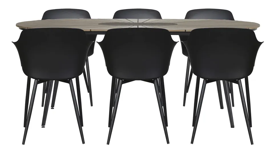 Envy Gartenmöbel-Set 6 Personen 195 cm schwarz