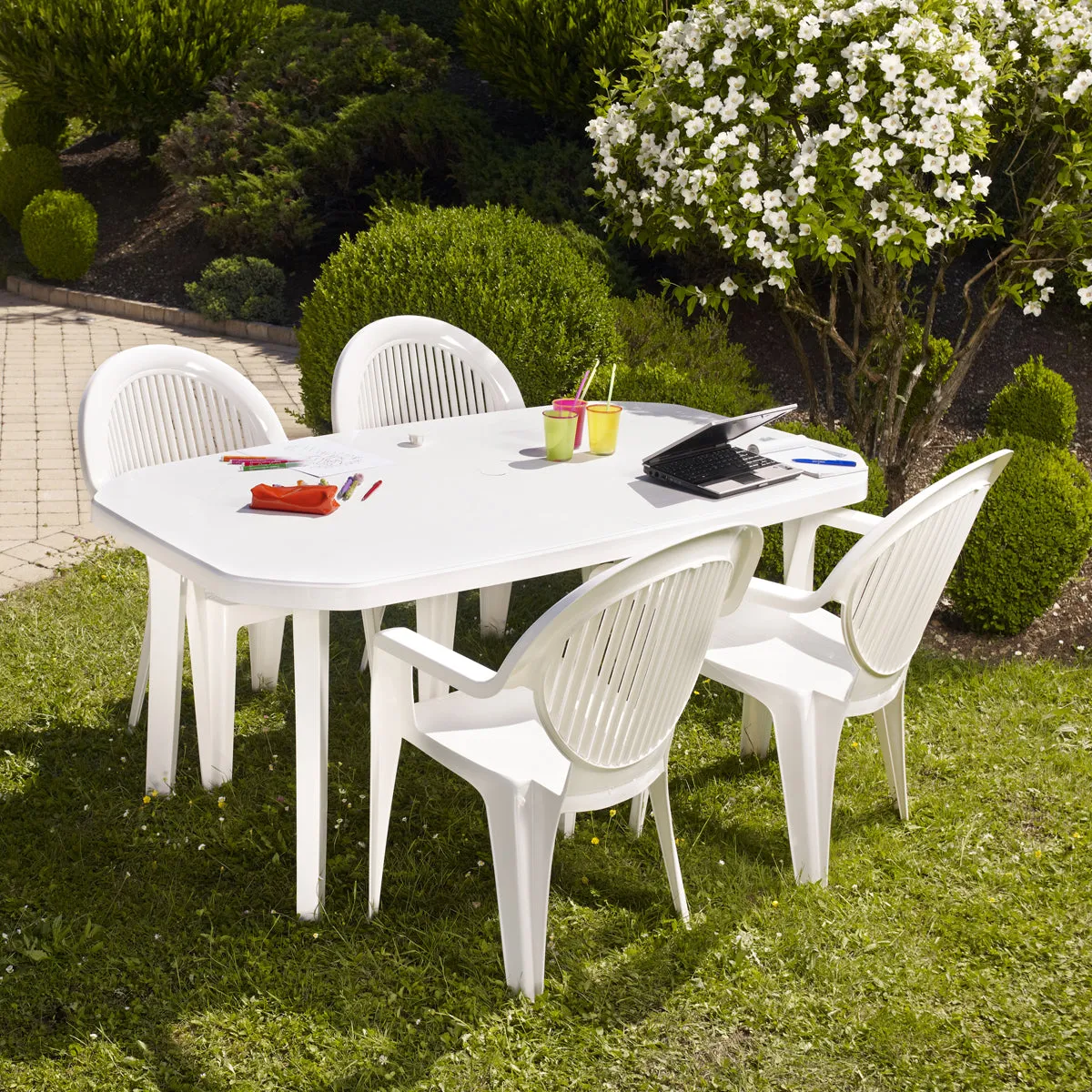 Grosfillex Miami Gartentisch 165x100 Weiß Kunststoff