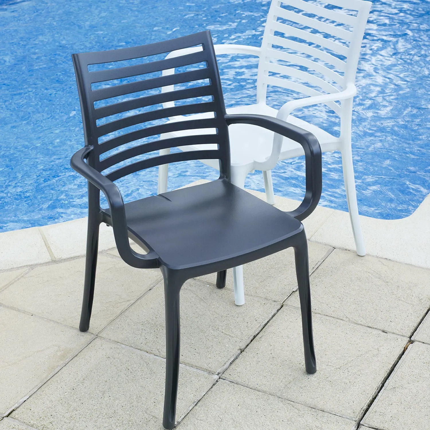 Grosfillex Sunday Gartenstuhl Anthrazit Kunststoff stapelbar