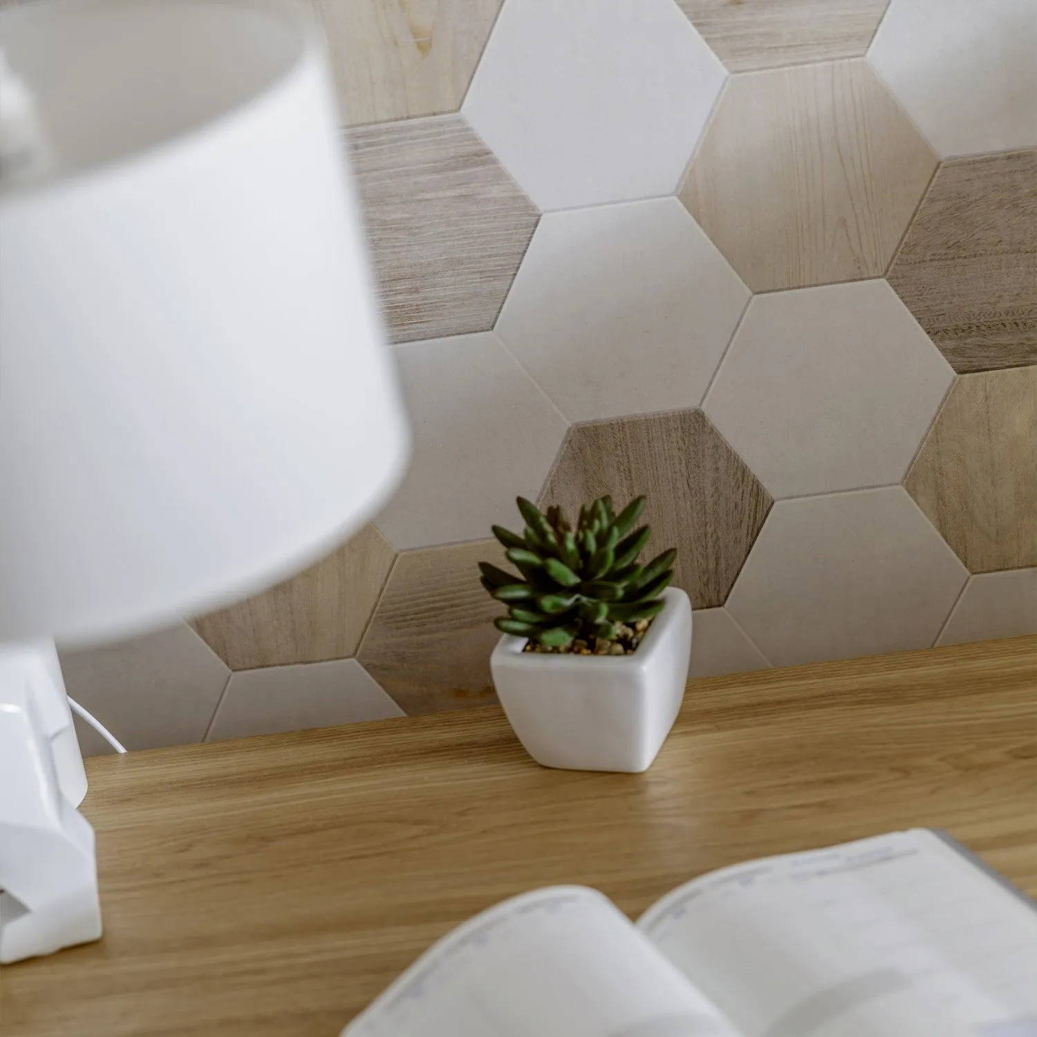 Grosfillex Element 3D Tomette Wandpaneel Bois naturel matt
