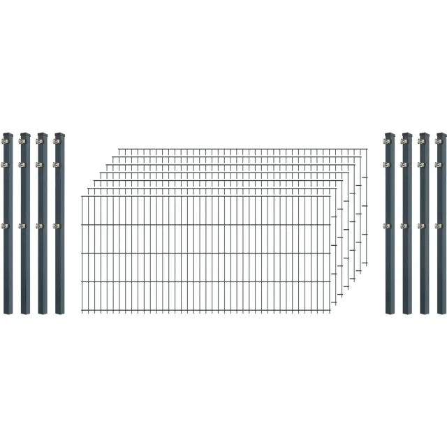 Standard-Zaunset 6/5/6 Doppelstabzaun 200/83 cm Anthrazit