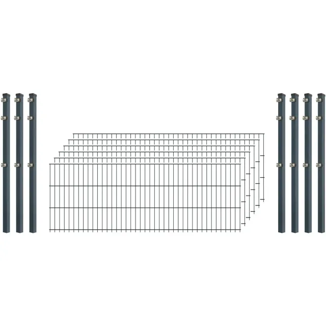 Industrie-Zaunset 8/6/8 Doppelstab 6 Matten 250/63 cm