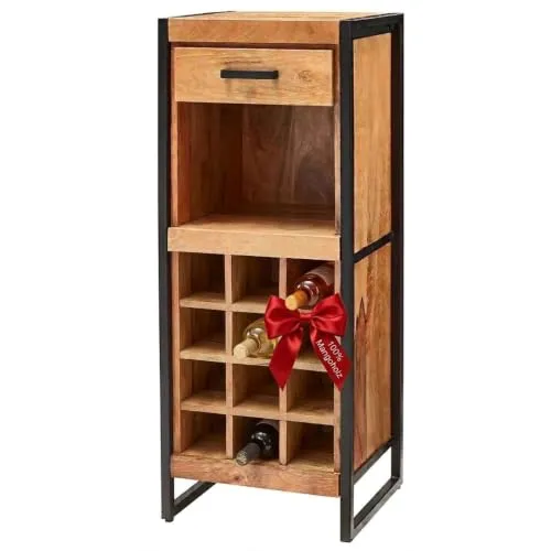 MR.DEKO Venosa Weinschrank 56x45x102 cm Mangoholz
