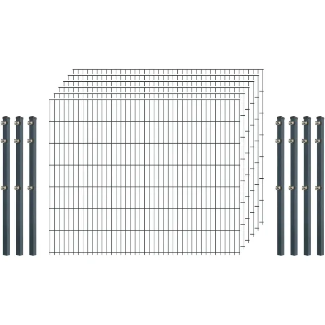 Bellamondo Industrie 8/6/8 Doppelstab-Zaunset Anthrazit 250 cm