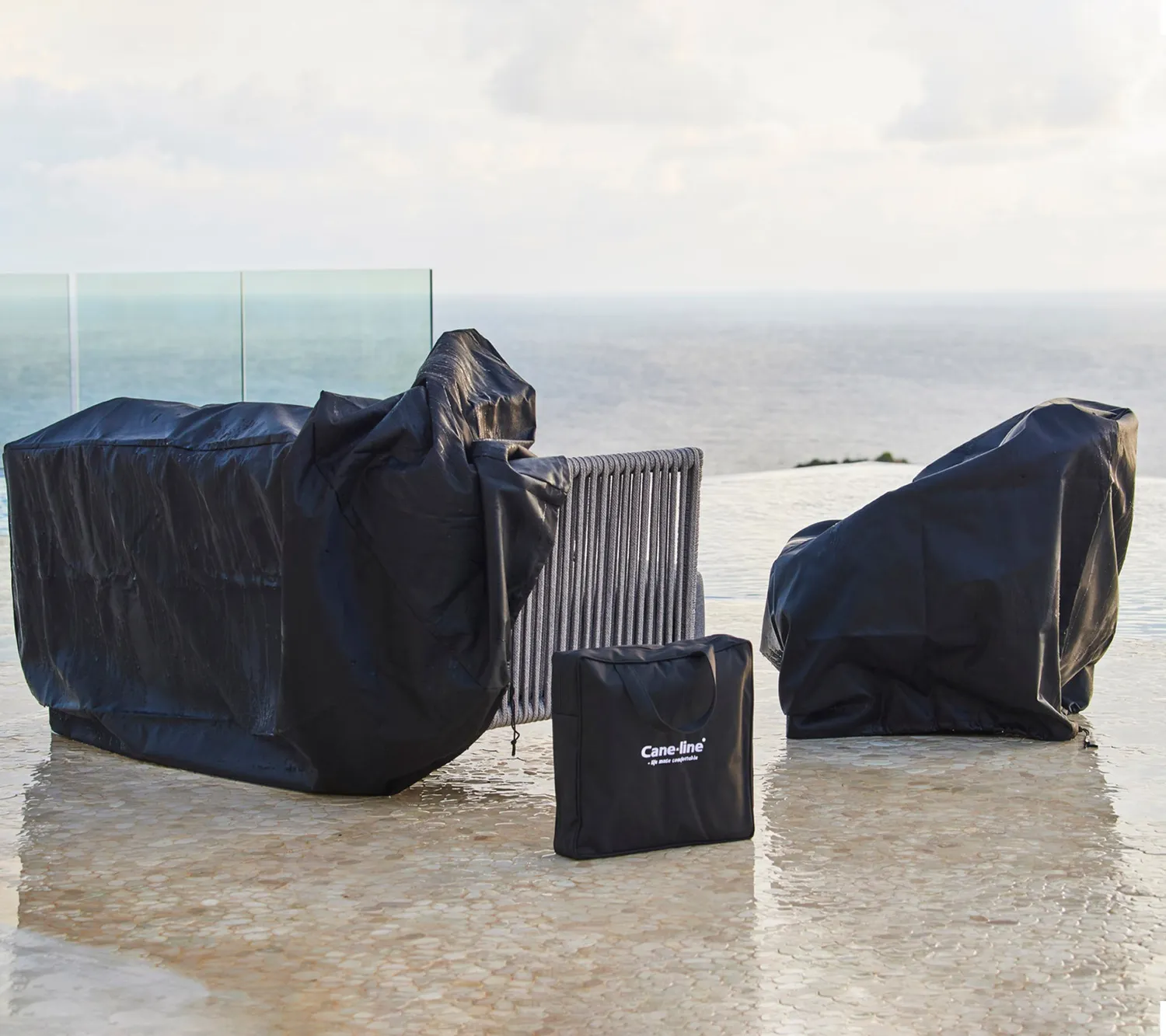 Cane-line Cover 12 Schutzhülle 172x88x93 cm Schwarz Polyester für 2-Sitzer-Sofa