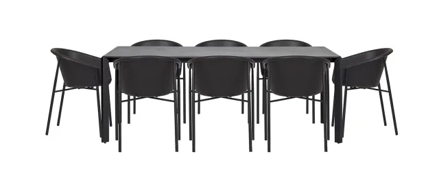 Envy Gartentisch 200cm Set 8 Stühle dunkelgrau schwarz