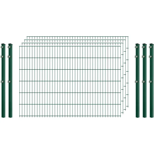 Standard-Zaunset 6/5/6 Doppelstabzaun 200/123 cm Dunkelgrün