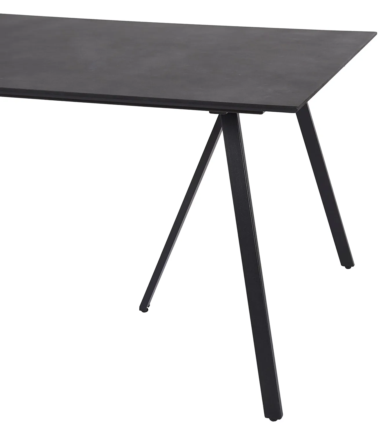 Envy Gartenmöbel-Set 200 cm Schwarz + 6 Rattanstühle Lehne
