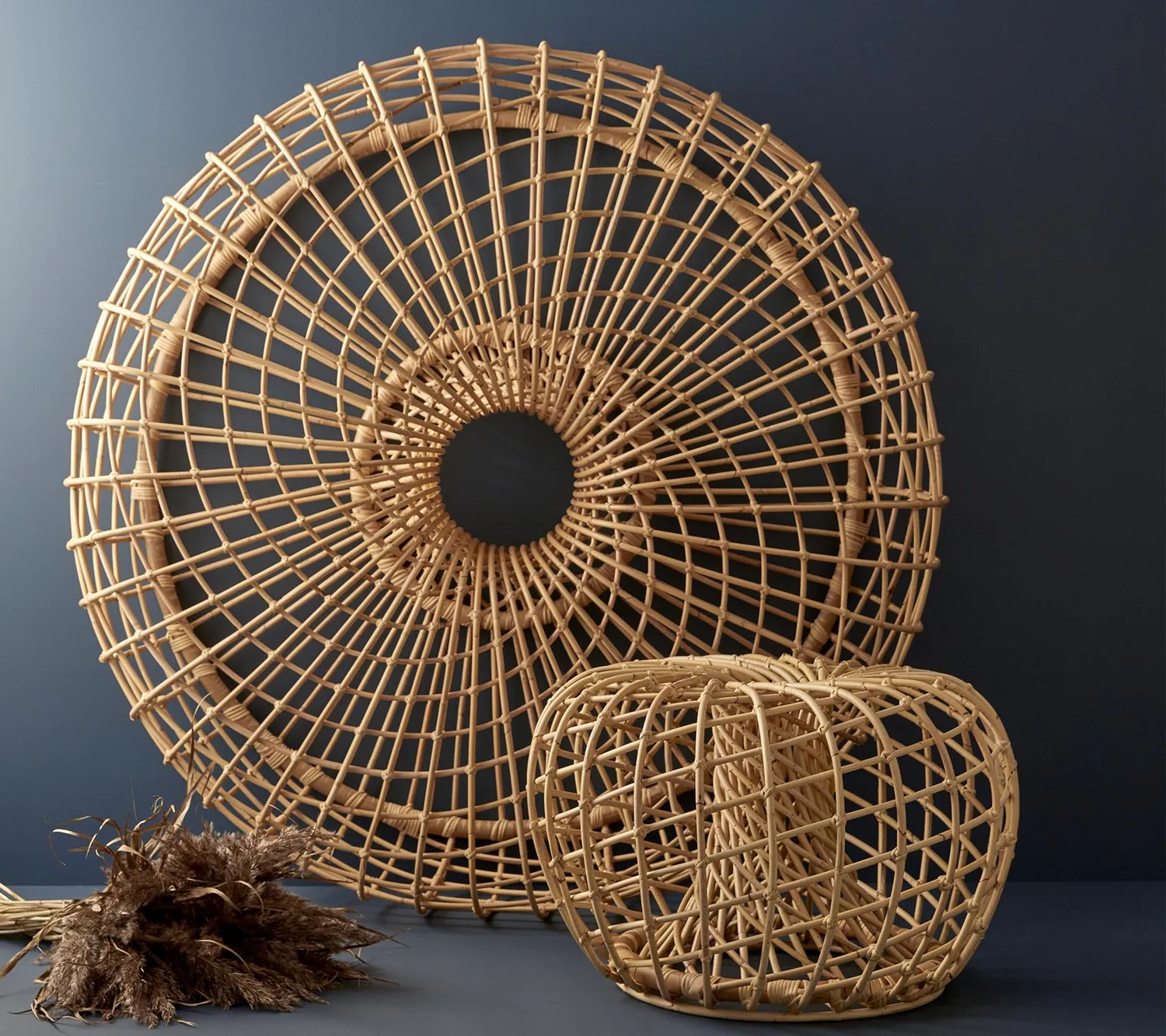 Cane-line Nest kleiner Hocker Natur Rattan ohne Glasplatte