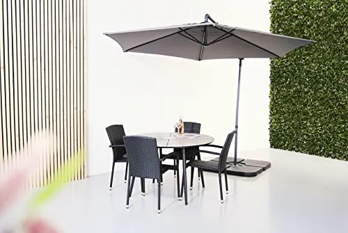 Envy Gartenmöbel-Set 4 Pers. Tisch 120 cm Grau Rattan
