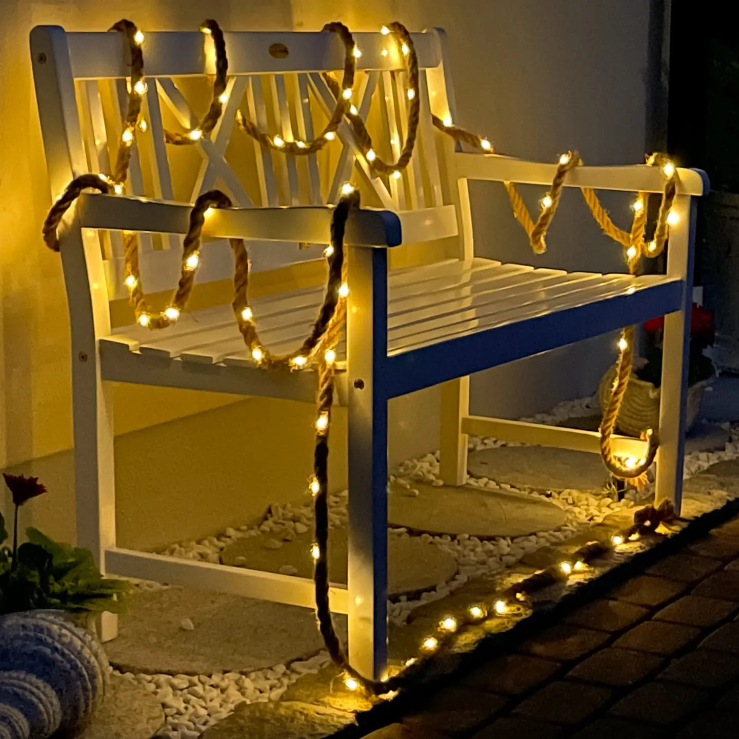 Garden-Pleasure Lübeck Gartenbank 2-Sitzer 120 cm Weiß Washed