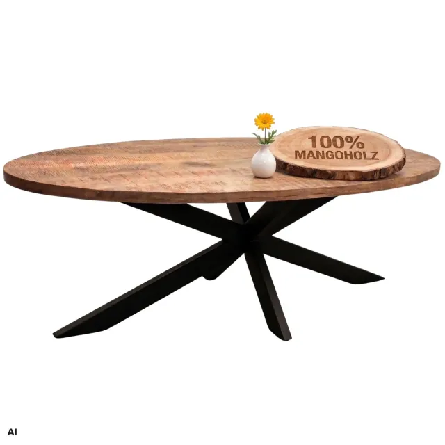 MR.DEKO Avola Oval 180x90 Esstisch Mango Massivholz