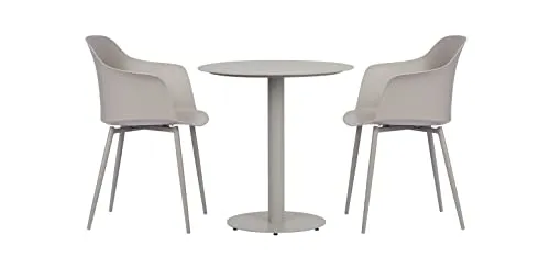 Envy Café-Set Balkonmöbel für 2 Personen Gartentisch 70 cm grau