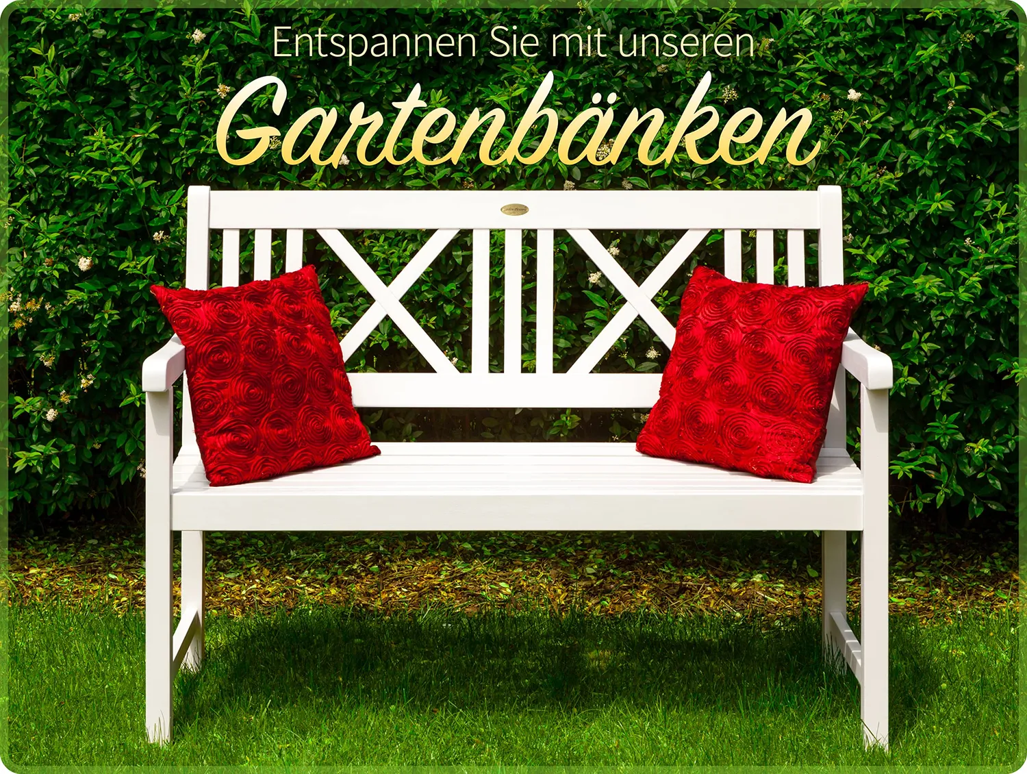 Garden-Pleasure Lübeck Gartenbank 2-Sitzer 120 cm Weiß Washed