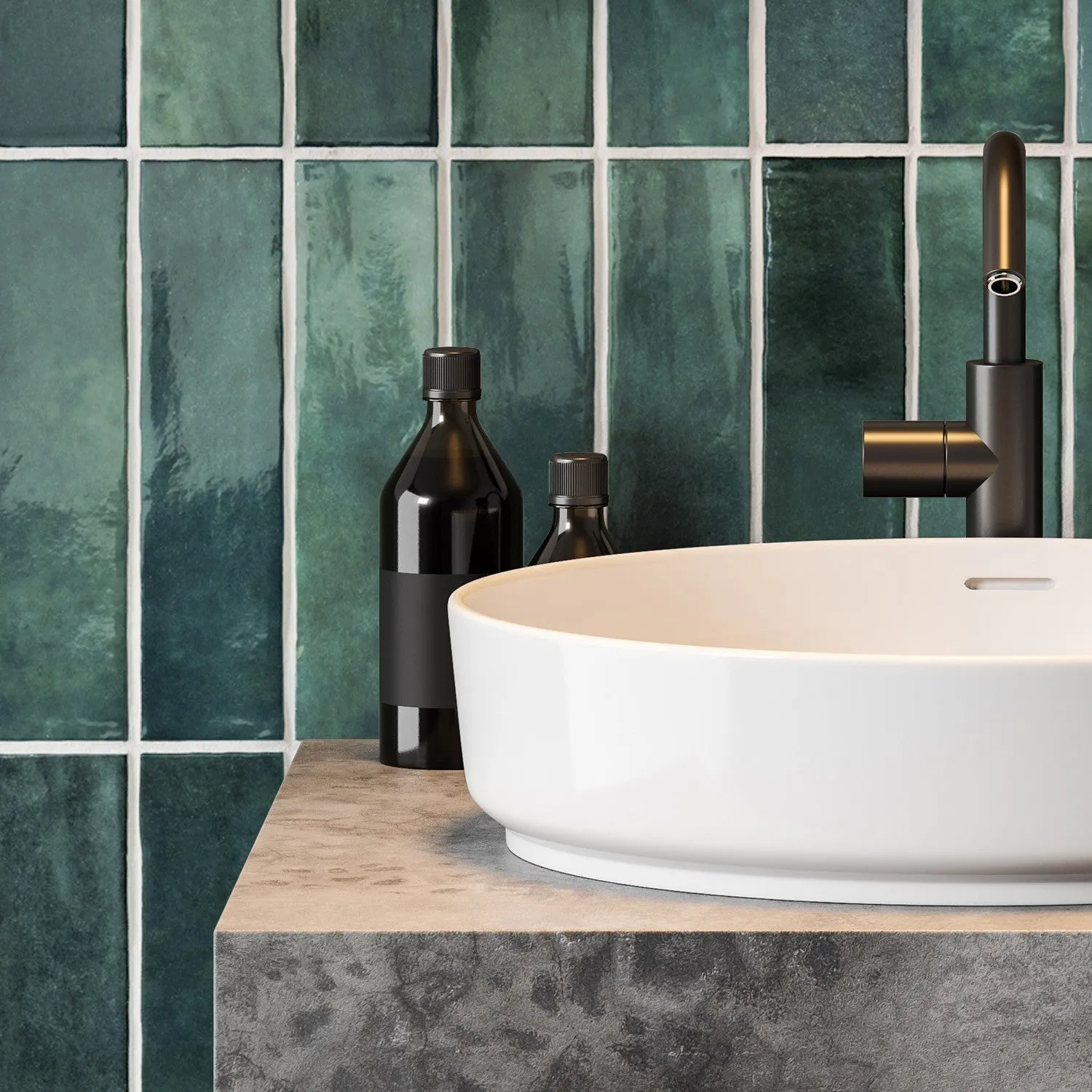 Grosfillex Element 3D Vertical Tiles Wandpaneel Lagoon glänzend