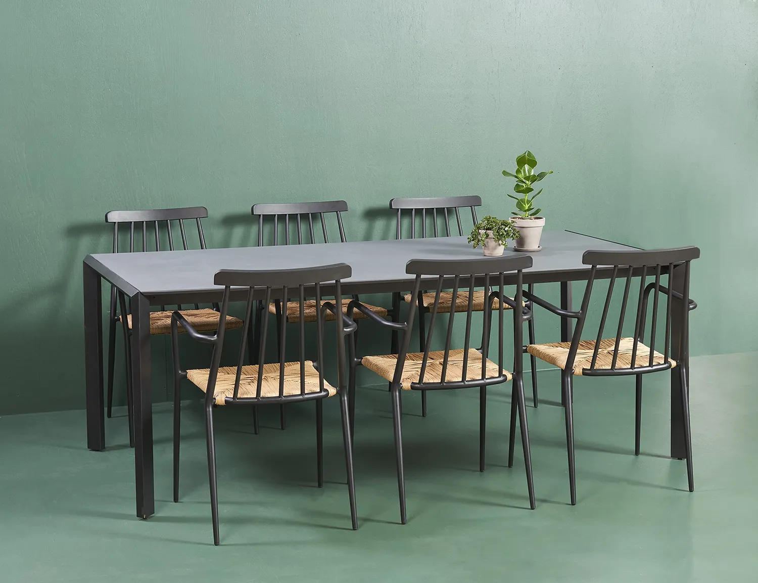 Envy Gartenmöbel-Set 8 Personen 200 cm Polyrattan dunkelgrau
