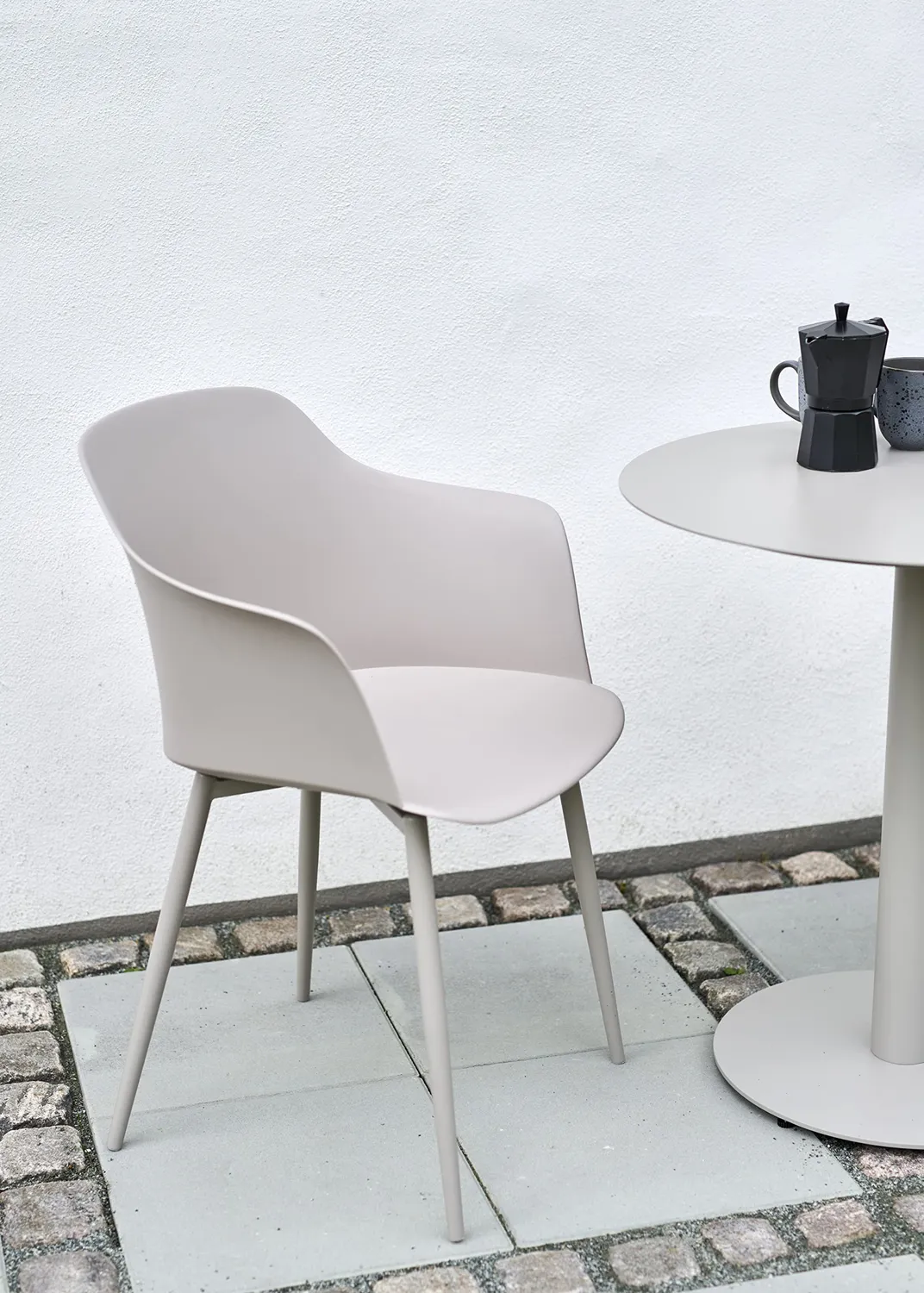 Envy Café-Set Balkonmöbel für 2 Personen Gartentisch 70 cm grau